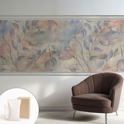 Tapete Vliestapete mit Kleber- abwaschbar - Raumgestaltung  Schlafzimmer Wohnzimmer Tapete Abstrakte Blätter 250x104 cm