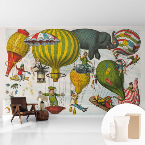 Tapete Vliestapete mit Kleber- abwaschbar - Raumgestaltung Schlafzimmer Wohnzimmer Tapete Ballonfahrt 416x254 cm