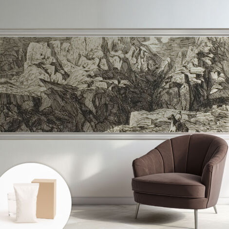 Tapete Vliestapete mit Kleber- abwaschbar - Raumgestaltung  Schlafzimmer Wohnzimmer Tapete Berglandschaft 250x104 cm