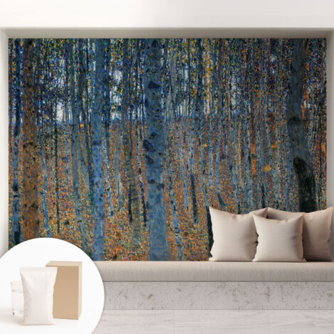 Tapete Vliestapete mit Kleber- abwaschbar - Raumgestaltung Schlafzimmer Wohnzimmer Tapete Birkenwald 208x146 cm