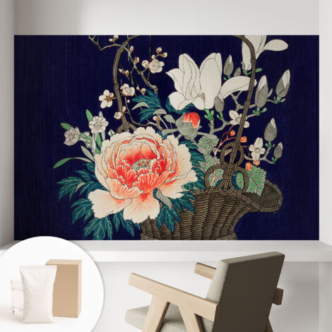 Tapete Vliestapete mit Kleber- abwaschbar - Raumgestaltung  Schlafzimmer Wohnzimmer Tapete Blumenkorb 104x70 cm