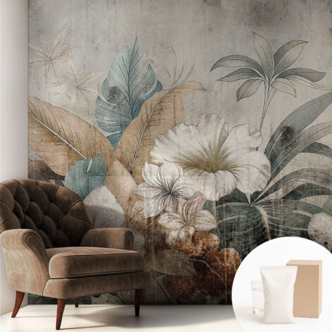 Tapete Vliestapete mit Kleber- abwaschbar - Raumgestaltung  Schlafzimmer Wohnzimmer Tapete Blumenträumerei 250x250 cm