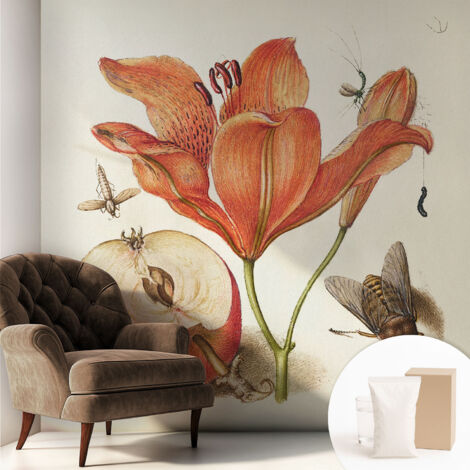 Tapete Vliestapete mit Kleber- abwaschbar - Raumgestaltung  Schlafzimmer Wohnzimmer Tapete Botanische Illustration 250x250 cm