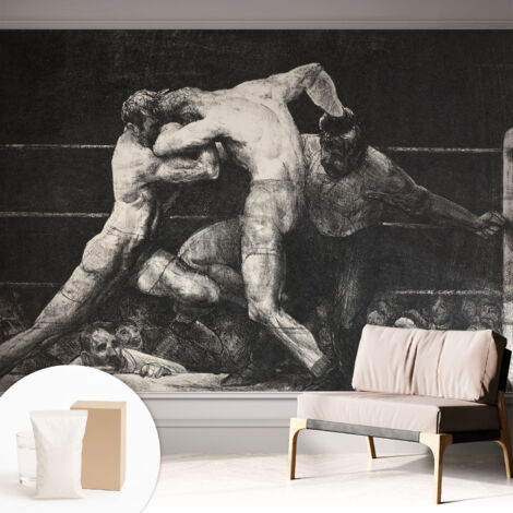 Tapete Vliestapete mit Kleber- abwaschbar - Raumgestaltung  Schlafzimmer Wohnzimmer Tapete Boxer-Duell 312x219 cm