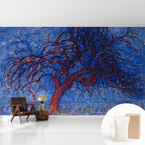 Tapete Vliestapete mit Kleber- abwaschbar - Raumgestaltung Schlafzimmer Wohnzimmer Tapete Flammender Baum 416x254 cm