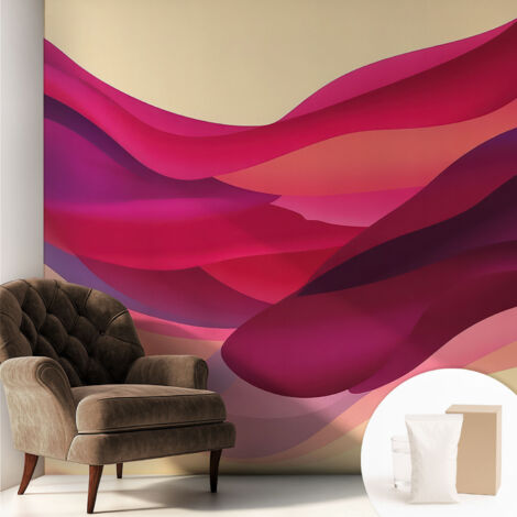 Tapete Vliestapete mit Kleber- abwaschbar - Raumgestaltung  Schlafzimmer Wohnzimmer Tapete Fließende Wellen 250x250 cm