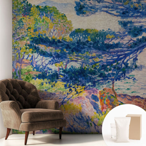 Tapete Vliestapete mit Kleber- abwaschbar - Raumgestaltung  Schlafzimmer Wohnzimmer Tapete Impressionistische Landschaft 250x250 cm