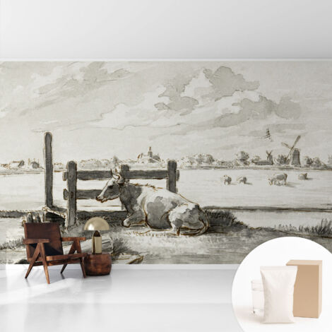 Tapete Vliestapete mit Kleber- abwaschbar - Raumgestaltung Schlafzimmer Wohnzimmer Tapete Ländliche Idylle 416x254 cm