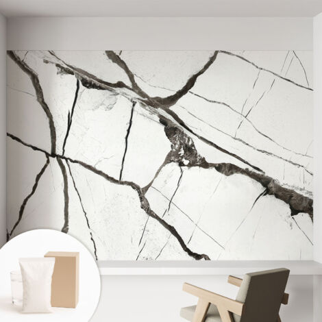 Tapete Vliestapete mit Kleber- abwaschbar - Raumgestaltung  Schlafzimmer Wohnzimmer Tapete Marmorierte Risse 152x104 cm