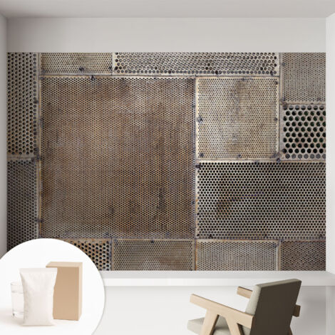 Tapete Vliestapete mit Kleber- abwaschbar - Raumgestaltung  Schlafzimmer Wohnzimmer Tapete Metallische Muster 152x104 cm