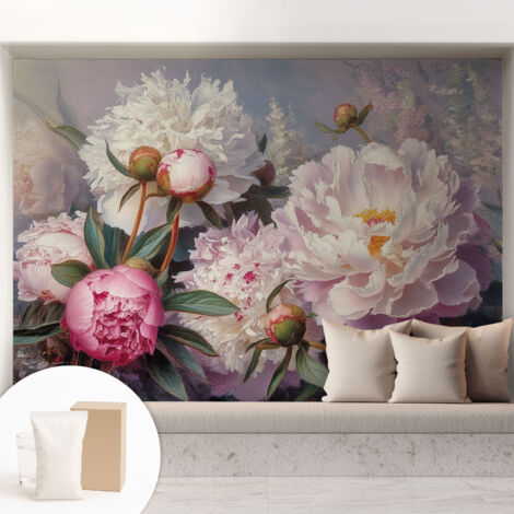 Tapete Vliestapete mit Kleber- abwaschbar - Raumgestaltung  Schlafzimmer Wohnzimmer Tapete Pfingstrosenstrauß 208x146 cm