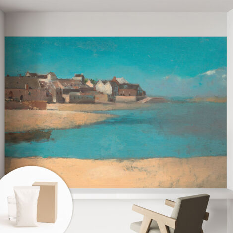 Tapete Vliestapete mit Kleber- abwaschbar - Raumgestaltung  Schlafzimmer Wohnzimmer Tapete Ruhiges Dorf 152x104 cm