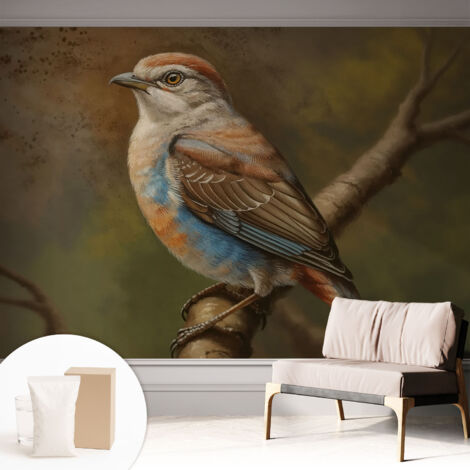 Tapete Vliestapete mit Kleber- abwaschbar - Raumgestaltung  Schlafzimmer Wohnzimmer Tapete Vogelporträt 312x219 cm