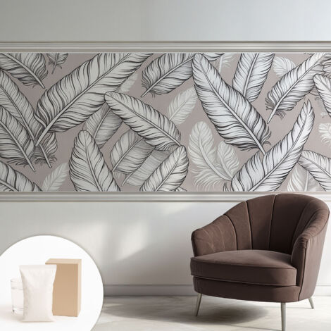 Tapete Vliestapete mit Kleber- abwaschbar - Raumgestaltung  Schlafzimmer Wohnzimmer Tapete Zarte Federn 250x104 cm