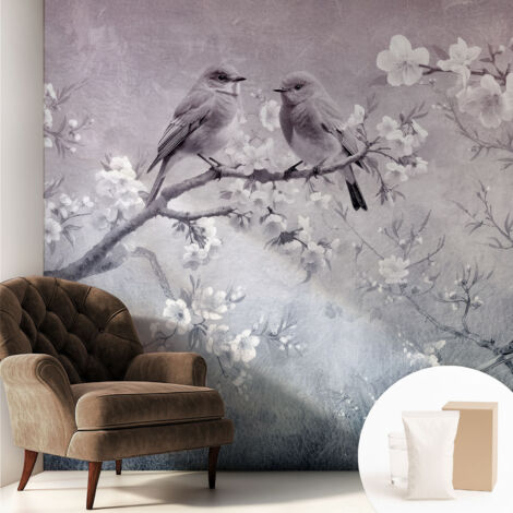 Tapete Vliestapete mit Kleber- abwaschbar - Raumgestaltung  Schlafzimmer Wohnzimmer Tapete Zarte Natur 250x250 cm