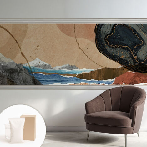 Tapete Vliestapete mit Kleber - abwaschbar - Tapete mit Motiv - trendige Wanddeko - elegant Fototapete  Abstrakte Landschaft 250x104 cm