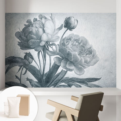 Tapete Vliestapete mit Kleber - abwaschbar - Tapete mit Motiv - trendige Wanddeko - elegant Fototapete  Blumiger Chic 104x70 cm