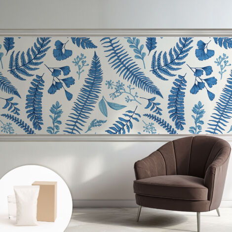 Tapete Vliestapete mit Kleber - abwaschbar - Tapete mit Motiv - trendige Wanddeko - elegant Fototapete  Botanische Muster 250x104 cm