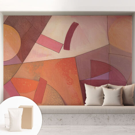 Tapete Vliestapete mit Kleber - abwaschbar - Tapete mit Motiv - trendige Wanddeko - elegant Fototapete  Bunte Formen 208x146 cm