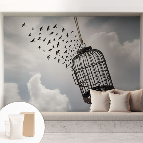 Tapete Vliestapete mit Kleber - abwaschbar - Tapete mit Motiv - trendige Wanddeko - elegant Fototapete  Fliegende Vögel 208x146 cm