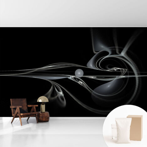 Tapete Vliestapete mit Kleber - abwaschbar - Tapete mit Motiv - trendige Wanddeko - elegant Fototapete  Fließende Linien 416x254 cm