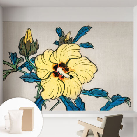 Tapete Vliestapete mit Kleber - abwaschbar - Tapete mit Motiv - trendige Wanddeko - elegant Fototapete Gelbe Blume 152x104 cm