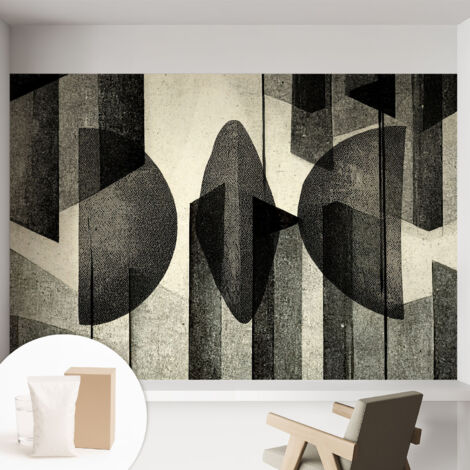 Tapete Vliestapete mit Kleber - abwaschbar - Tapete mit Motiv - trendige Wanddeko - elegant Fototapete  Geometrische Formen 152x104 cm