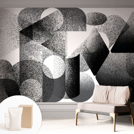 Tapete Vliestapete mit Kleber - abwaschbar - Tapete mit Motiv - trendige Wanddeko - elegant Fototapete  Geometrische Formen 312x219 cm