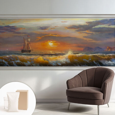 Tapete Vliestapete mit Kleber - abwaschbar - Tapete mit Motiv - trendige Wanddeko - elegant Fototapete  Meerespanorama 250x104 cm