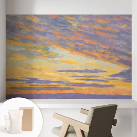 Tapete Vliestapete mit Kleber - abwaschbar - Tapete mit Motiv - trendige Wanddeko - elegant Fototapete  Pastellfarbener Himmel 104x70 cm
