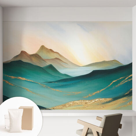 Tapete Vliestapete mit Kleber - abwaschbar - Tapete mit Motiv - trendige Wanddeko - elegant Fototapete  Ruhige Landschaft 152x104 cm