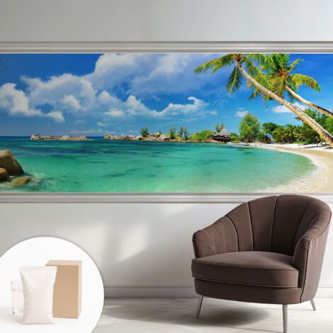 Tapete Vliestapete mit Kleber - abwaschbar - Tapete mit Motiv - trendige Wanddeko - elegant Fototapete  Tropisches Paradies 250x104 cm