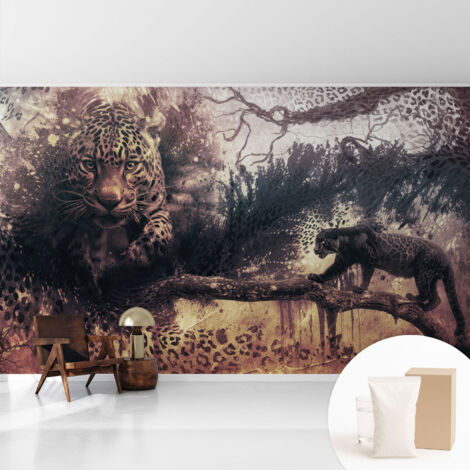 Tapete Vliestapete mit Kleber - abwaschbar - Tapete mit Motiv - trendige Wanddeko - elegant Fototapete Waldmotiv 416x254 cm