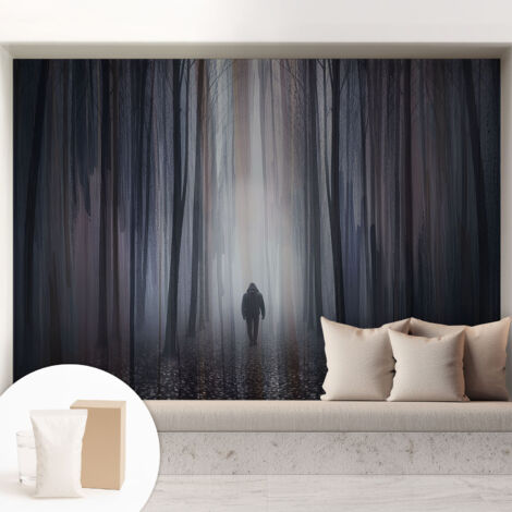 Tapete Vliestapete mit Kleber - abwaschbar - Tapete mit Motiv - trendige Wanddeko - elegant Fototapete Waldstille 208x146 cm