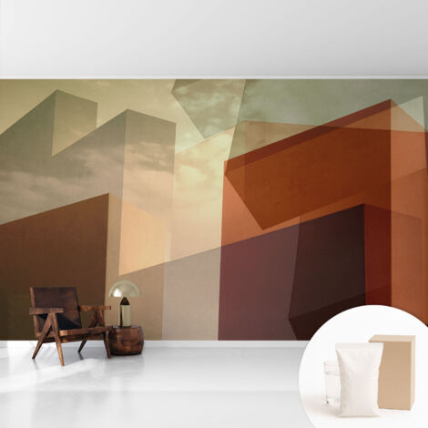 Tapete Vliestapete mit Kleber - Fototapete mit Motiv - Wandtapete modern - Wandgestaltung Abstrakte Formen 416x254 cm