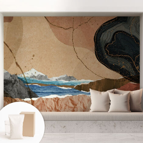 Tapete Vliestapete mit Kleber - Fototapete mit Motiv - Wandtapete modern - Wandgestaltung Abstrakte Landschaft 208x146 cm