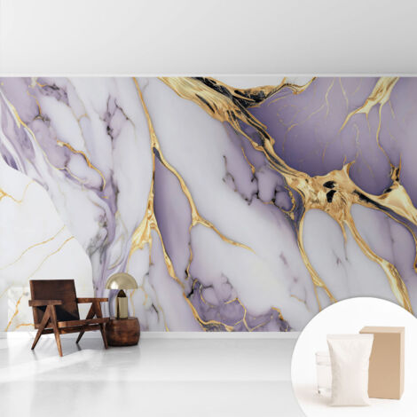 Tapete Vliestapete mit Kleber - Fototapete mit Motiv - Wandtapete modern - Wandgestaltung Abstrakter Marmor 416x254 cm