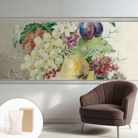 Tapete Vliestapete mit Kleber - Fototapete mit Motiv - Wandtapete modern - Wandgestaltung Blumen und Früchte 250x104 cm