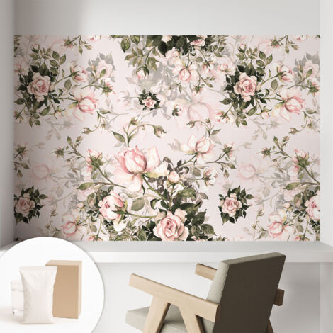 Tapete Vliestapete mit Kleber - Fototapete mit Motiv - Wandtapete modern - Wandgestaltung Blumenmuster 104x70 cm