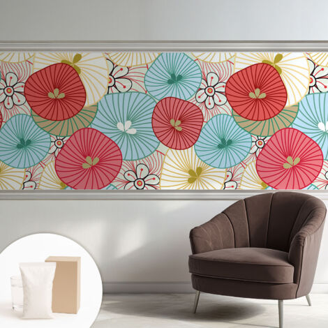 Tapete Vliestapete mit Kleber - Fototapete mit Motiv - Wandtapete modern - Wandgestaltung Blumenmuster 250x104 cm