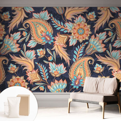 Tapete Vliestapete mit Kleber - Fototapete mit Motiv - Wandtapete modern - Wandgestaltung Blumenmuster 312x219 cm