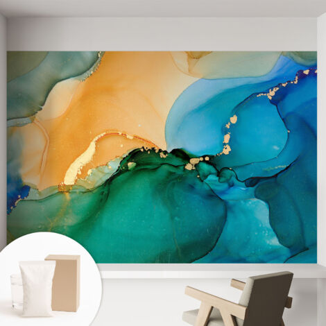 Tapete Vliestapete mit Kleber - Fototapete mit Motiv - Wandtapete modern - Wandgestaltung Bunte Wellen 152x104 cm