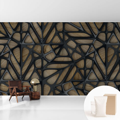 Tapete Vliestapete mit Kleber - Fototapete mit Motiv - Wandtapete modern - Wandgestaltung Holznetz 416x254 cm