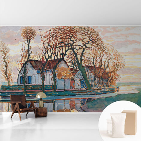 Tapete Vliestapete mit Kleber - Fototapete mit Motiv - Wandtapete modern - Wandgestaltung Idyllische Landschaft 416x254 cm