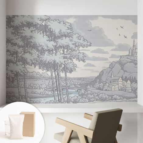 Tapete Vliestapete mit Kleber - Fototapete mit Motiv - Wandtapete modern - Wandgestaltung Märchenhafte Landschaft 104x70 cm
