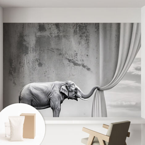 Tapete Vliestapete mit Kleber - Fototapete mit Motiv - Wandtapete modern - Wandgestaltung Surrealistischer Elefant 152x104 cm