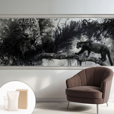 Tapete Vliestapete mit Kleber für Wohnzimmer Schlafzimmer Küche - Wanddekoration  Abstrakte Leoparden 250x104 cm
