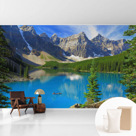 Tapete Vliestapete mit Kleber für Wohnzimmer Schlafzimmer Küche - Wanddekoration  Bergsee 416x254 cm