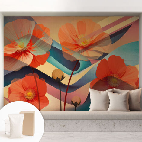 Tapete Vliestapete mit Kleber für Wohnzimmer Schlafzimmer Küche - Wanddekoration  Blumen der Sinne 208x146 cm