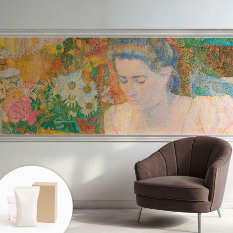 Tapete Vliestapete mit Kleber für Wohnzimmer Schlafzimmer Küche - Wanddekoration  Blumenporträt 250x104 cm